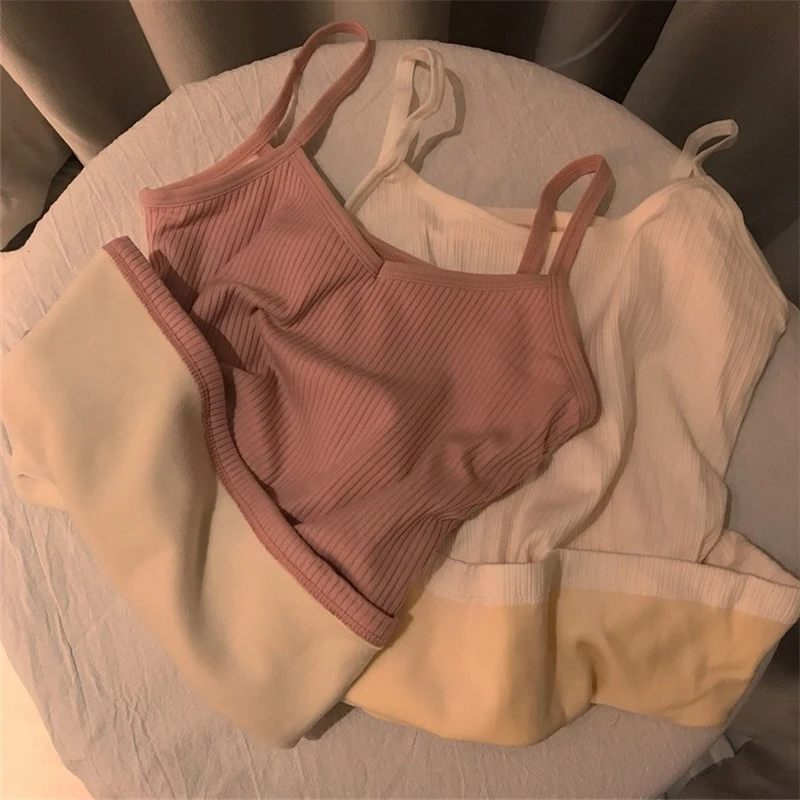 Canotta da donna sexy solido senza schienale stile coreano tenero magro bello semplice accogliente top tutto-fiammifero inverno addensare caldo moda Ins