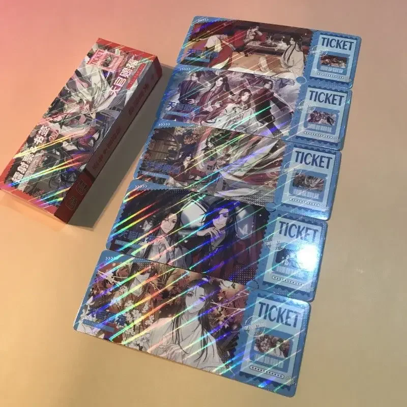 Cute 40Pcs/Set Heaven Official’s Blessing Laser Ticket Double-Sided Bookmark Cartoon Tian Guan Ci Fu Greeting Card
