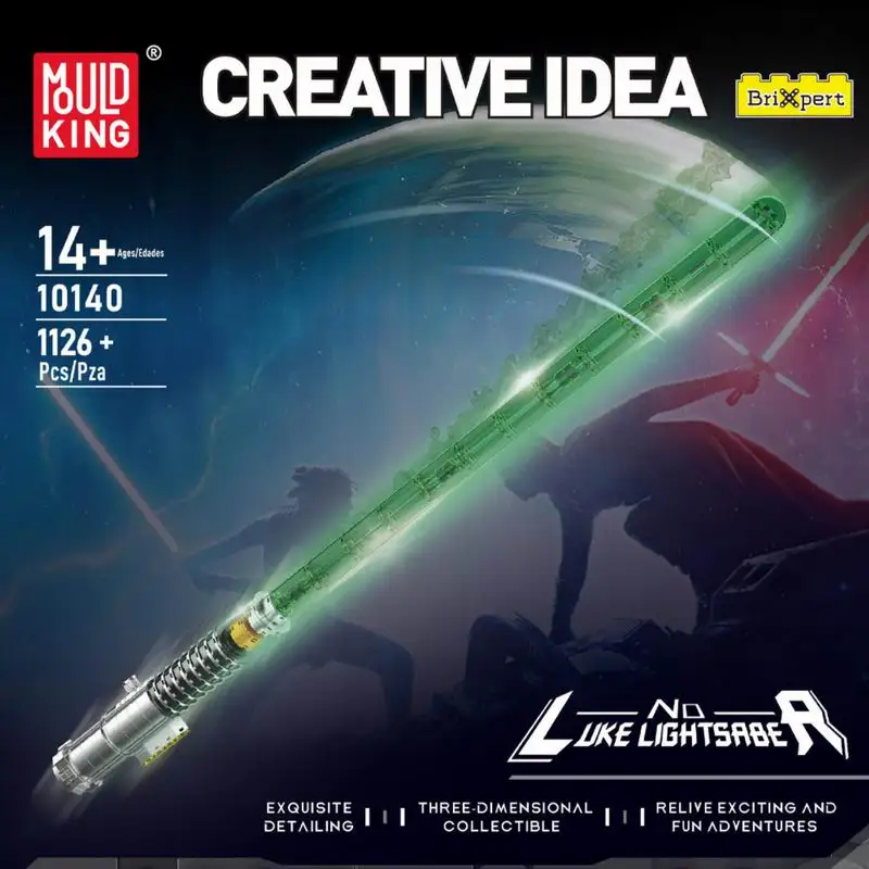 Mandalorian Darksaber Kit modello di assemblaggio di piccole particelle Set di blocchi di costruzione con luci Giocattoli fai da te per regali di Natale