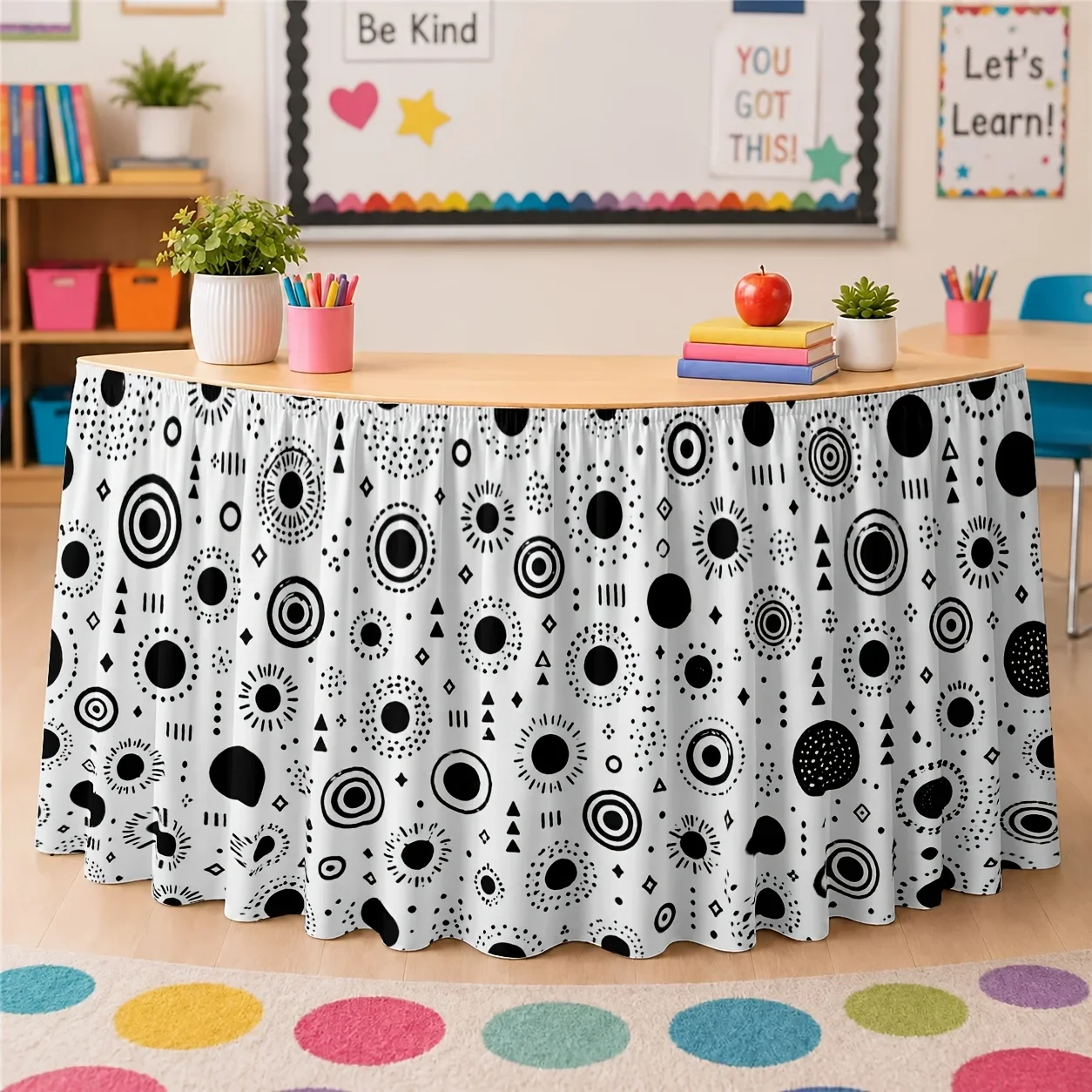 One modern minimalist style round tablecloth table skirt, suitable for birthday and wedding decorationsxzj