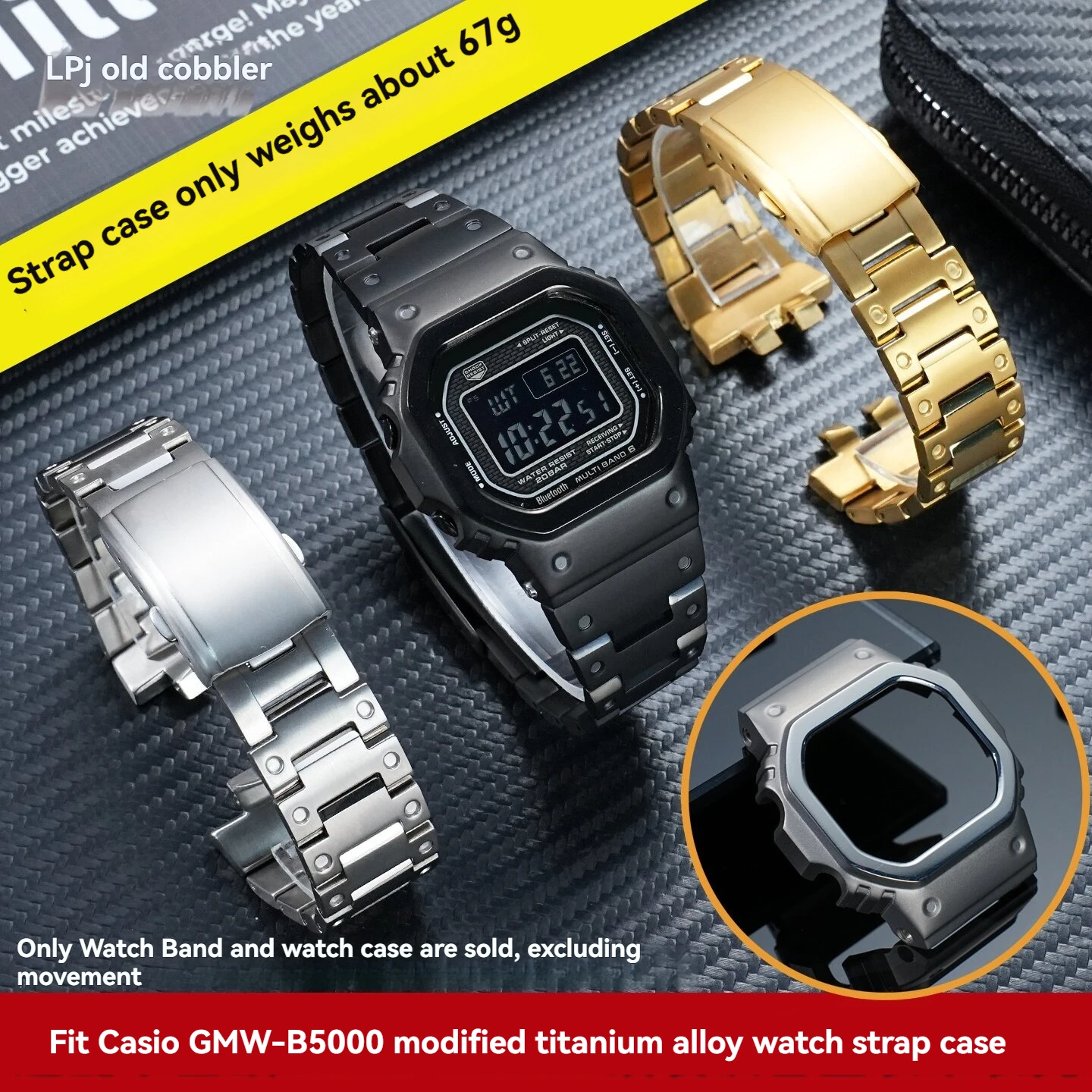 GMW- B5000 Titanium Alloy Mod Kit Case Bezel & Bracelet For Casio G-Shock GMW-B5000 series Module 3459 Replacement Watch Parts
