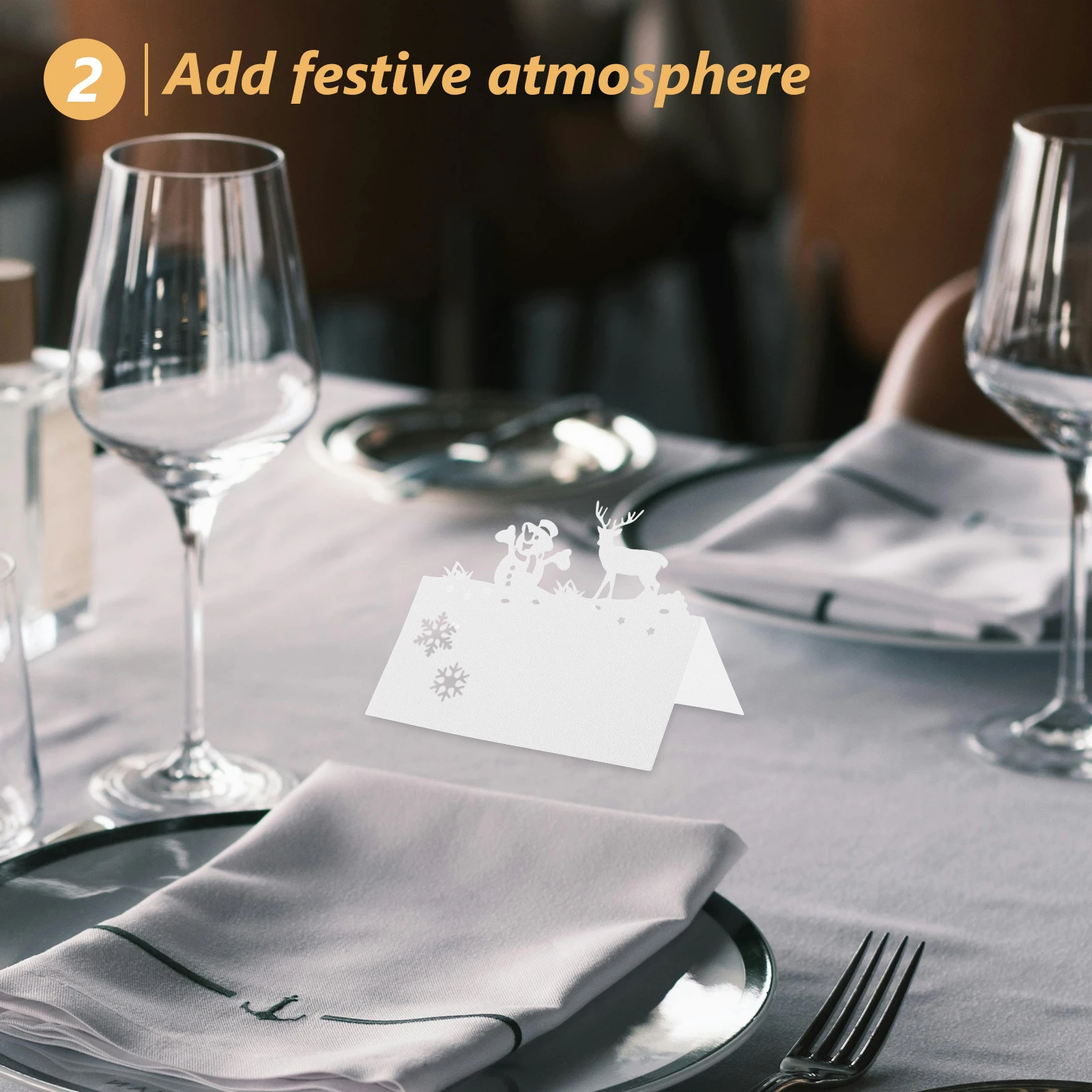 

50pcs Seat Christmas Table Name Tags Holiday Party Place Cards Wedding Dinner Seating Arrangement Tent Cards Paper Table