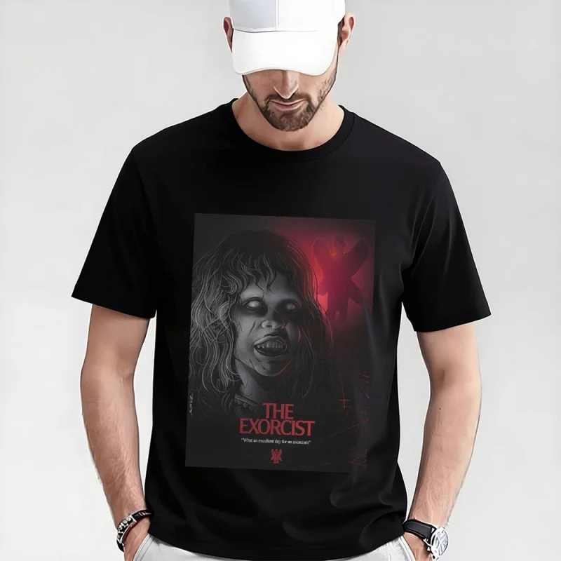 

Retro Horror Movie The Exorcist 0317 Sacry Halloween Gift t shirt Supernatural Darkness World Graphic Clothes Large size Tops