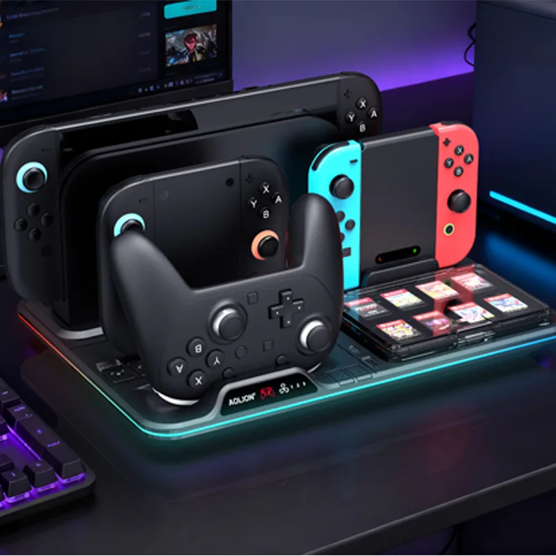 AOLION New Product for Switch1/2 Multifunctional Charging and Cooling Dock Joy-Con Four Charging Pro Controller Charging Dock