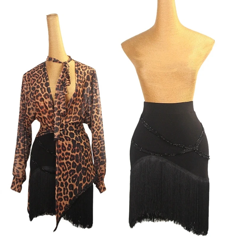 2025 nouveau noir Taasel jupe de danse latine femmes Cha Cha Rumba Samba danse pratique Performance jupe adulte Salsa Dancewear NV23660