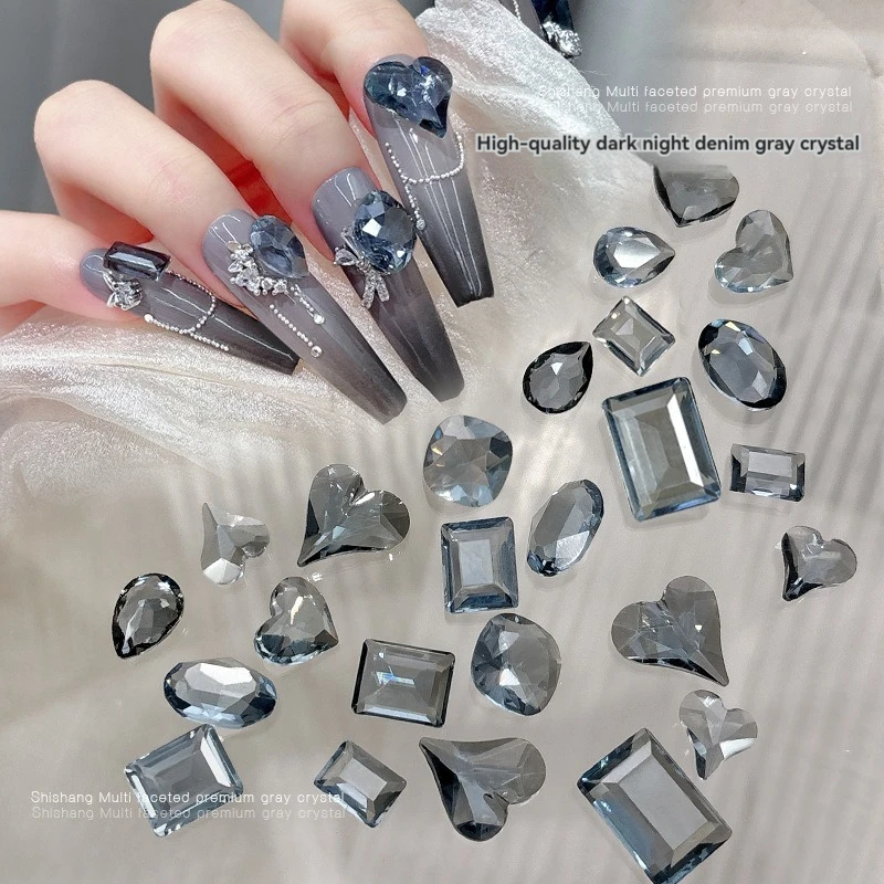

10pcsGrey Nails Rhinestones Flat Back Crystal Irregular Clear Bottom Diamond 3D Manicure Nail Art Decoration Charms Jewelry Bead