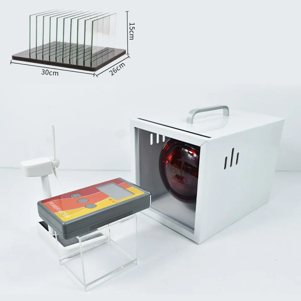 Automotive Window Film Display Stand – Solar Tint Test Demonstration Rack with Lamp Box &10 Glass Panel/IR Tester/Windmill OC-2