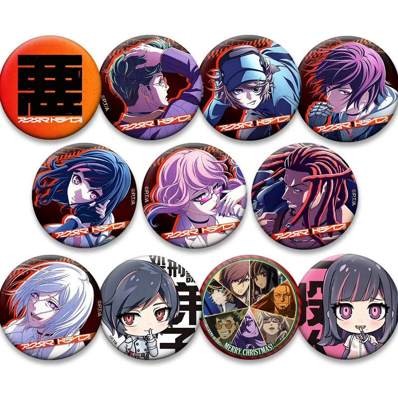 Anime Akudama Drive Lapel Pins Ordinary Person,Swindler,Courier,Brawler Badge Exquisite Round Brooches for Bag Accessories Gifts