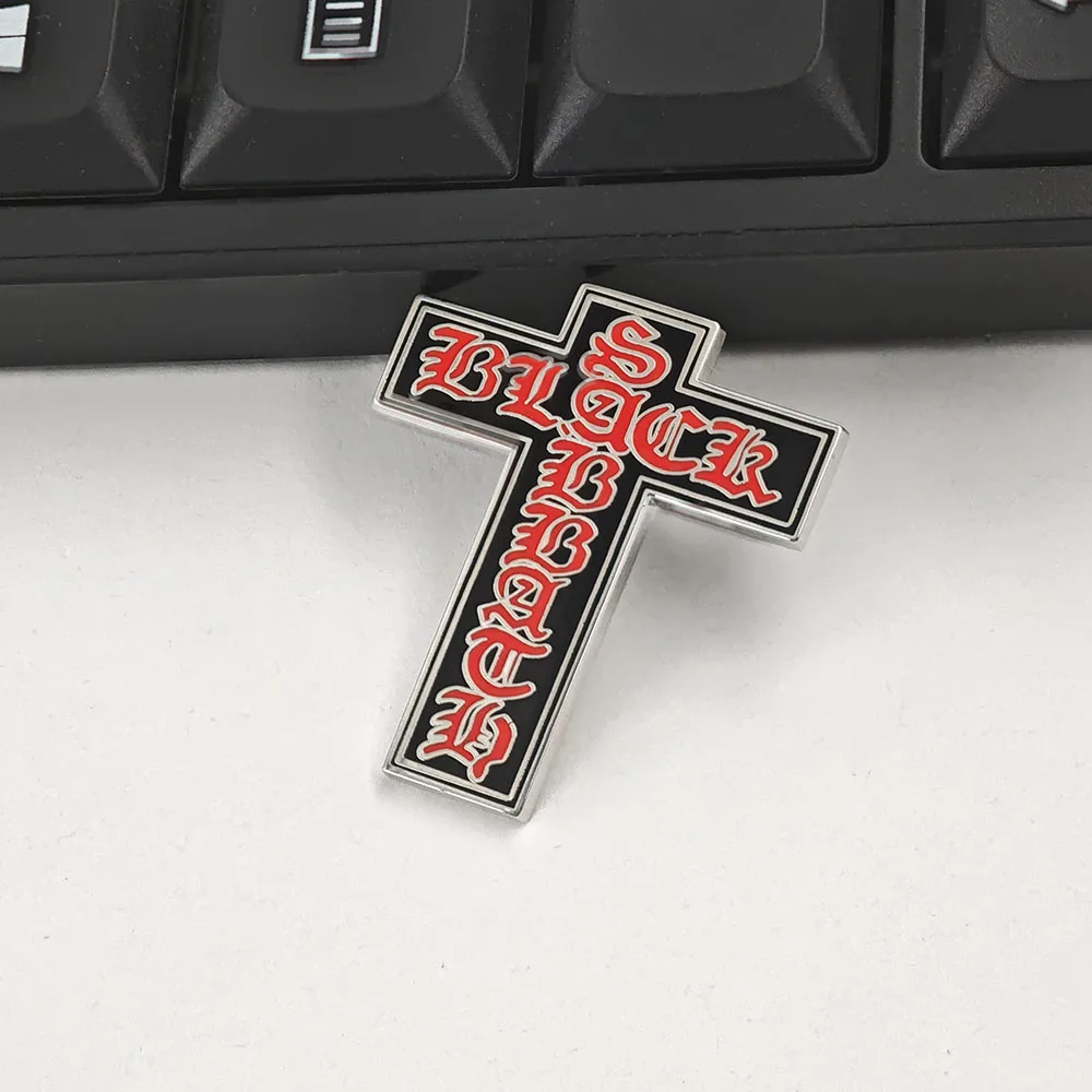 Black Sabbath Enamel Pin Heavy Metal Rock Band Cross Brooch Gothic Red Letter Lapel Badge Retro Punk Music Fans Jewelry Gift view 5