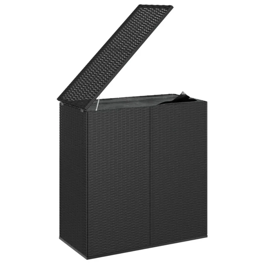 Patio Cushion Box PE Rattan Black