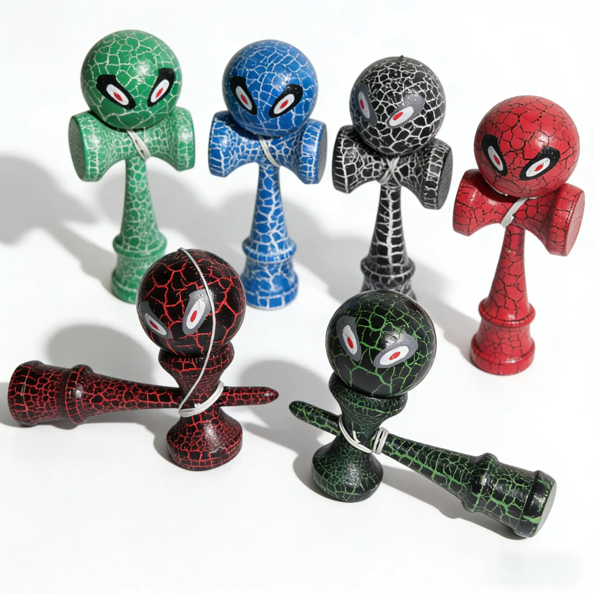 Picture 5: Kendama -Color Wooden Balls | Professional Training Set, Textured Wood Handle, Random Eye Colors