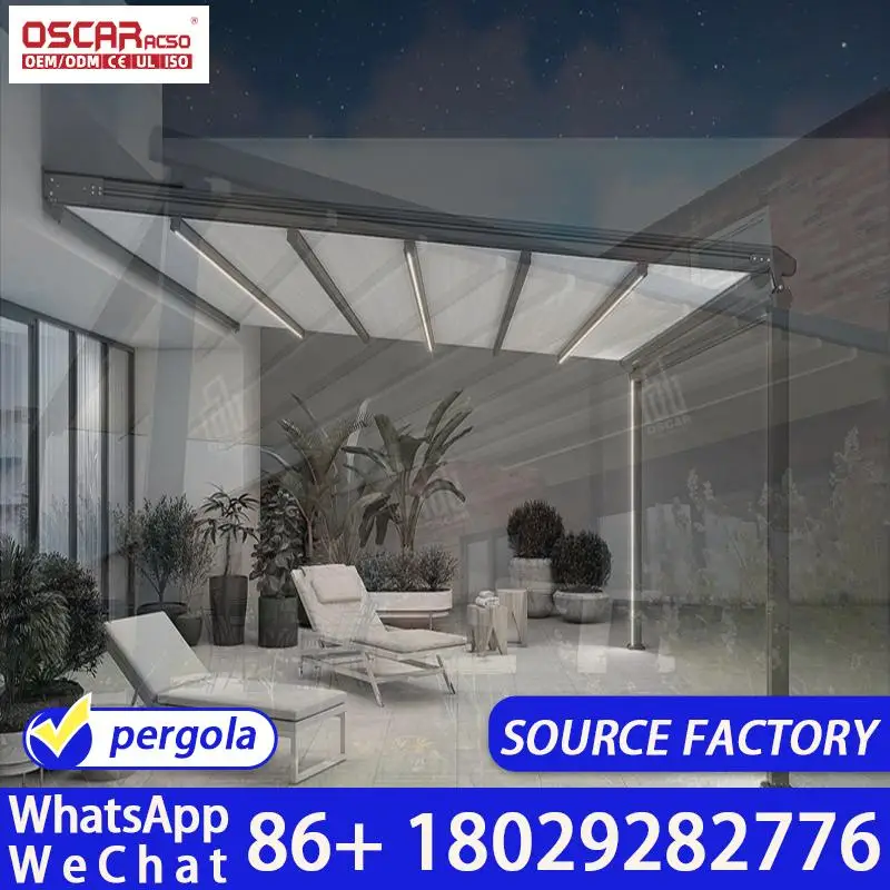 

Full Box Retractable Windproof Motorized Sun Shade Awning for Window Door Aluminum Alloy PC Outdoor Canopy Retractable Canopy Pe