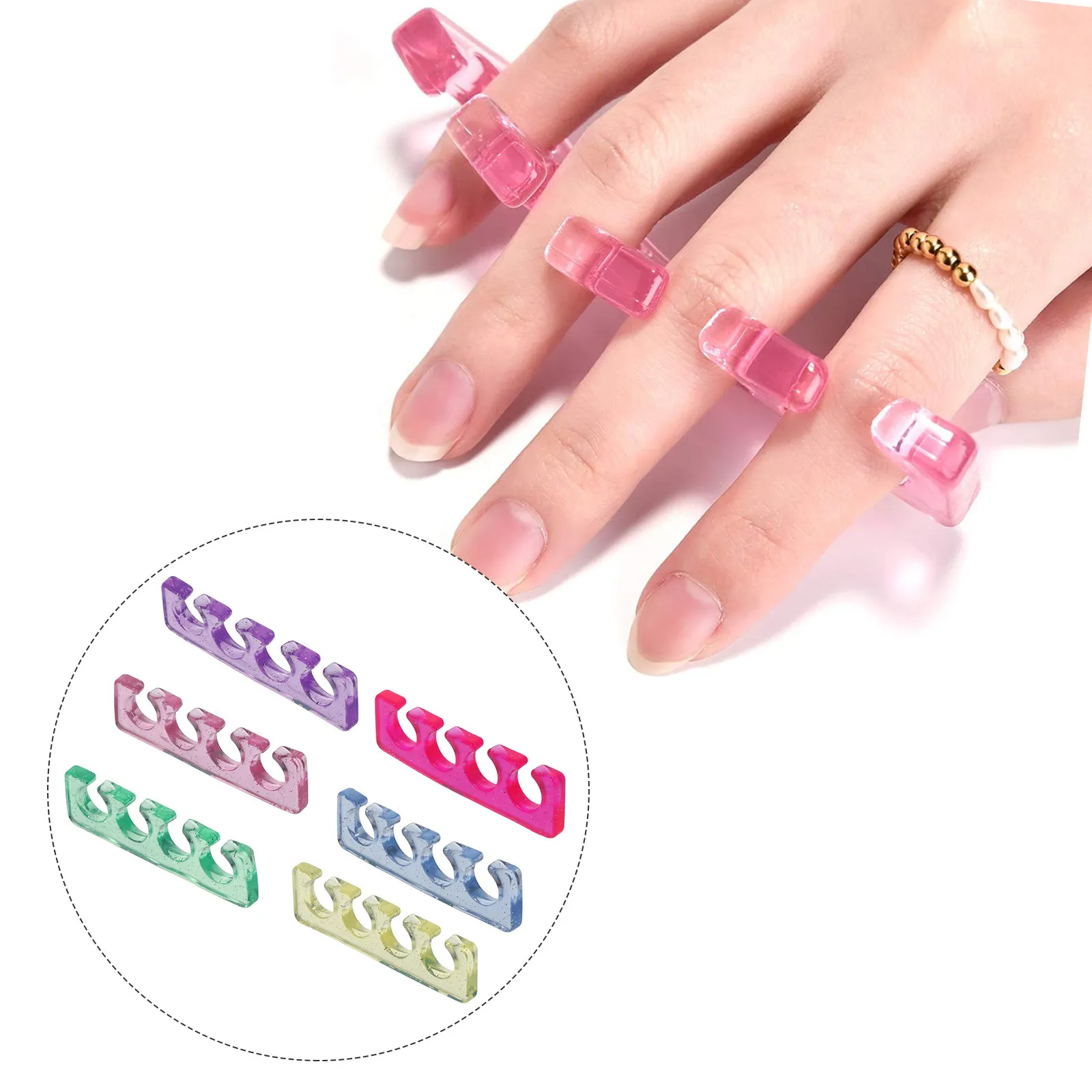 6Pcs Silicone Nail Toe Separator Divider Stretcher for Pedicure Manicure Nail Art Versatile Hands Feet Comfortable Flexible Safe