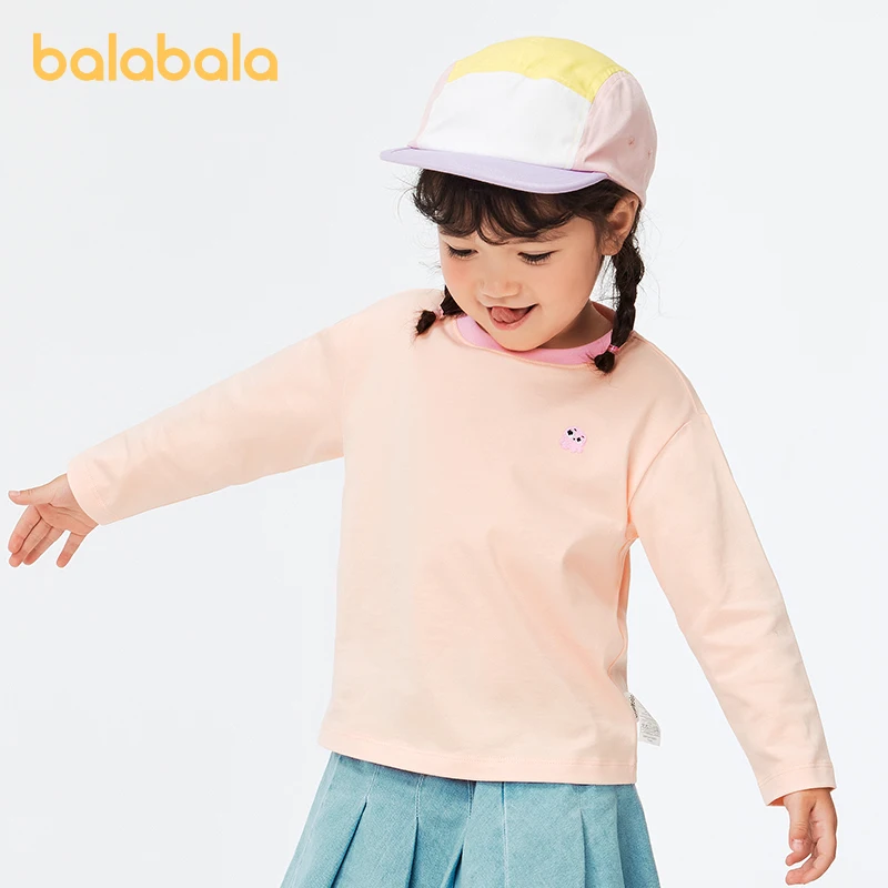 T-Shirt a maniche lunghe Balabala Unisex 2024 primavera nuova edizione ragazzi ragazze abbigliamento bambino Versatile Base Shirt