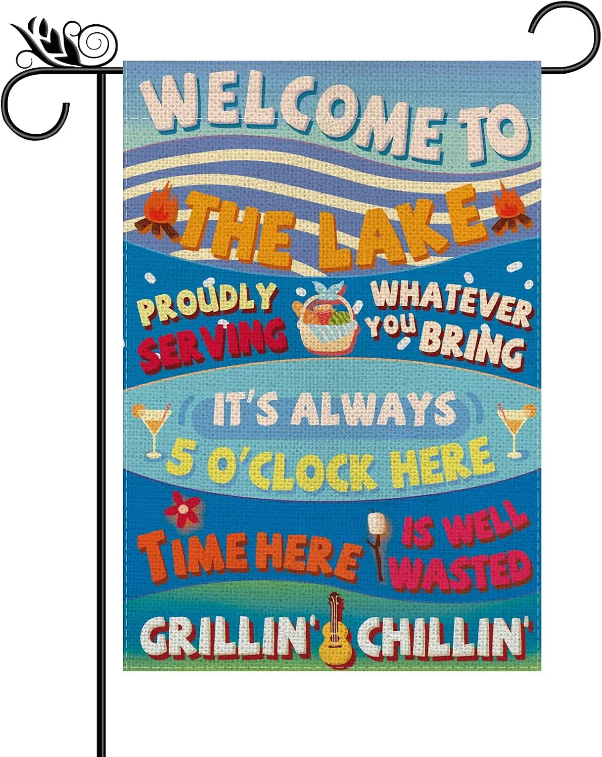 Welcome To The Lake Garden Flag Vertical Double Sided Farmhouse Outdoor Yard Decoration 12.5 x 18 Inch WWP zzo