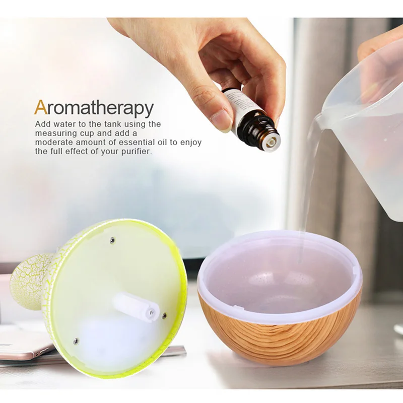 Mute fog measure wood grain vase humidifier Home bedroom indoor office night light ultrasonic humidifier image 6