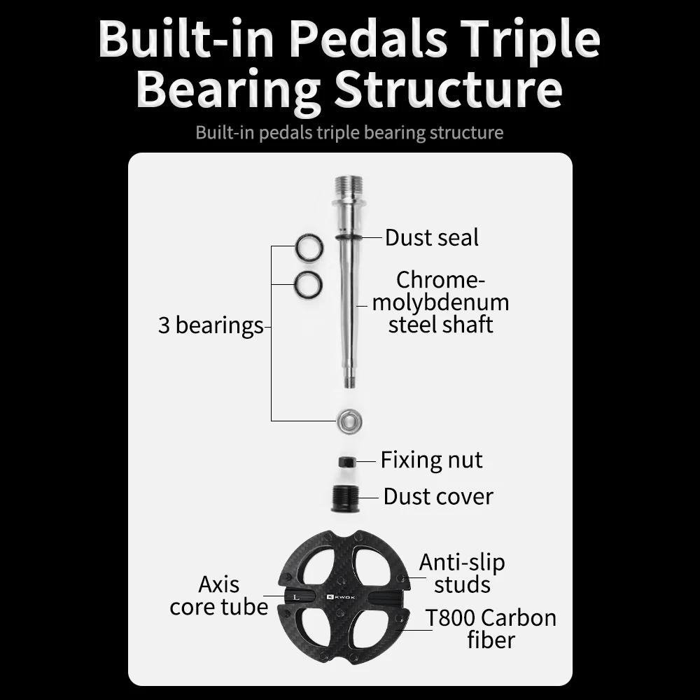 

Taiwan FEARLESS Fearless Carbon Fiber Pedal 3 Bearing Mountain Bike Road Bike Pedal Titanium Alloy