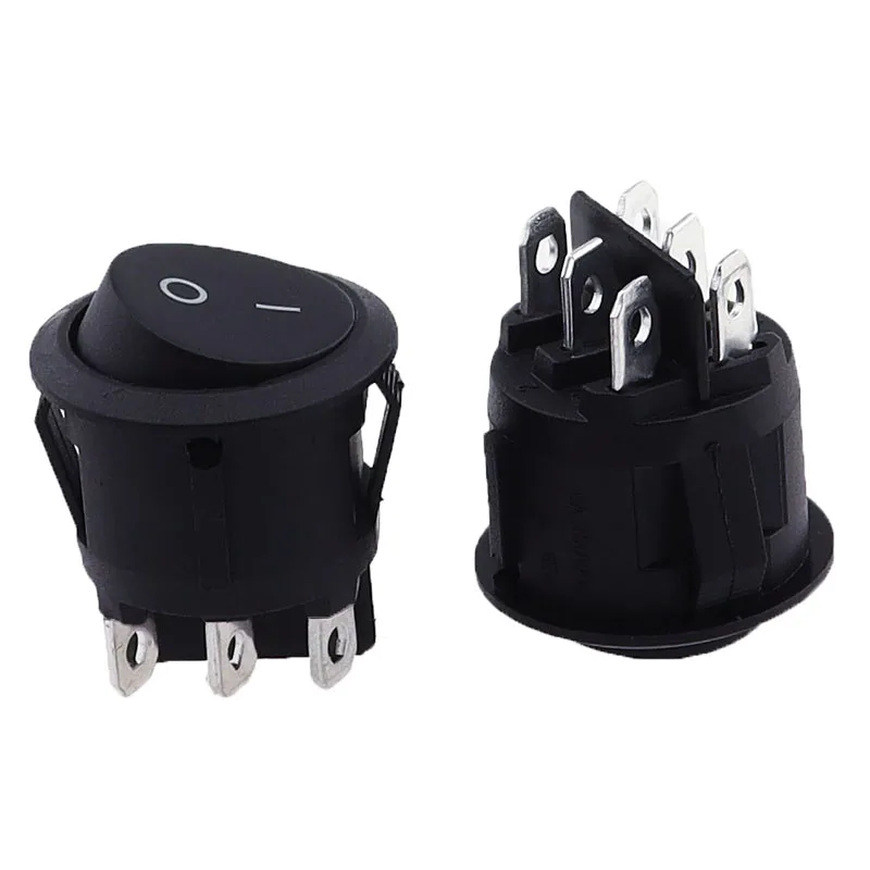 1PCS KCD1-206 23mm Round Rocker Switches 3 Position 6 PIN ON-OFF-ON Rocker Switch 10A 125VAC