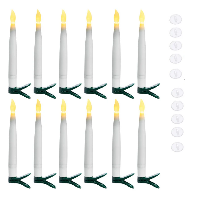 6x Warm Light led Flameless Taper Candle Flickering fake table light Portable Clip on Atmosphere Lamp for Christmas/Wedding