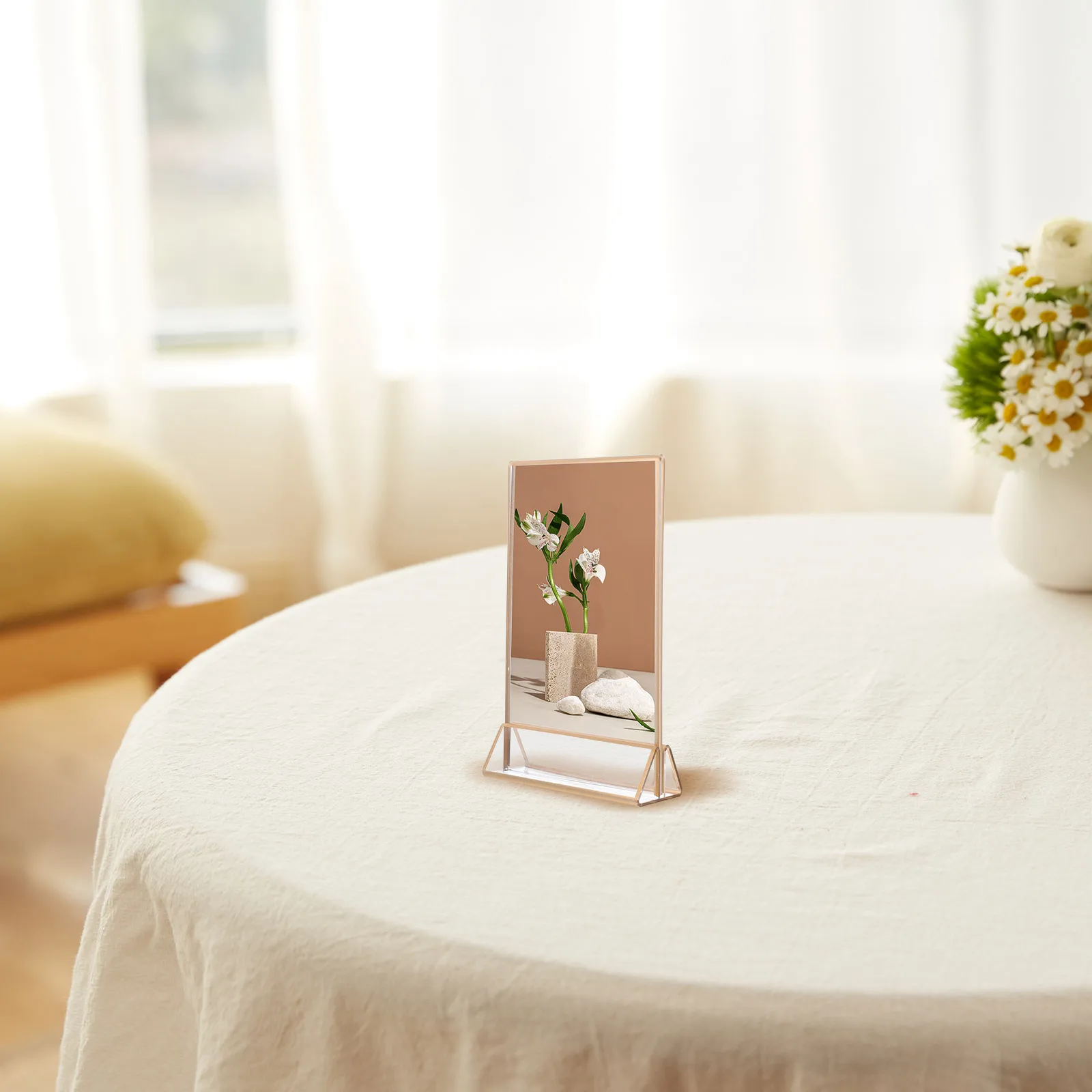 Gold Edge Desk Card Price Tag Stand for Restaurant Hotel Menu Holder Table Note Picture Advertising Display Board