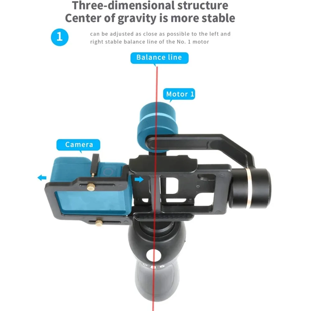 Per GoPro Action Camera Stabilizzatore Morsetto di Conversione Gimbal per GoPro Hero 13 12 11 10 9 8 7 DJI OSMO Action 4 3 AKASO SJCAM EKEN