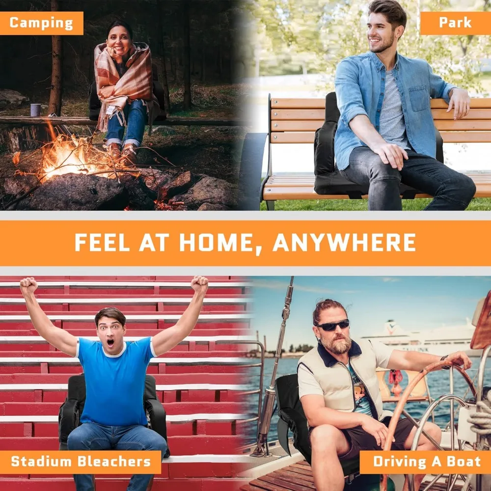 Sièges de stade pliables améliorés avec support arrière, batterie USB et réglage de la chaleur à 3 niveaux