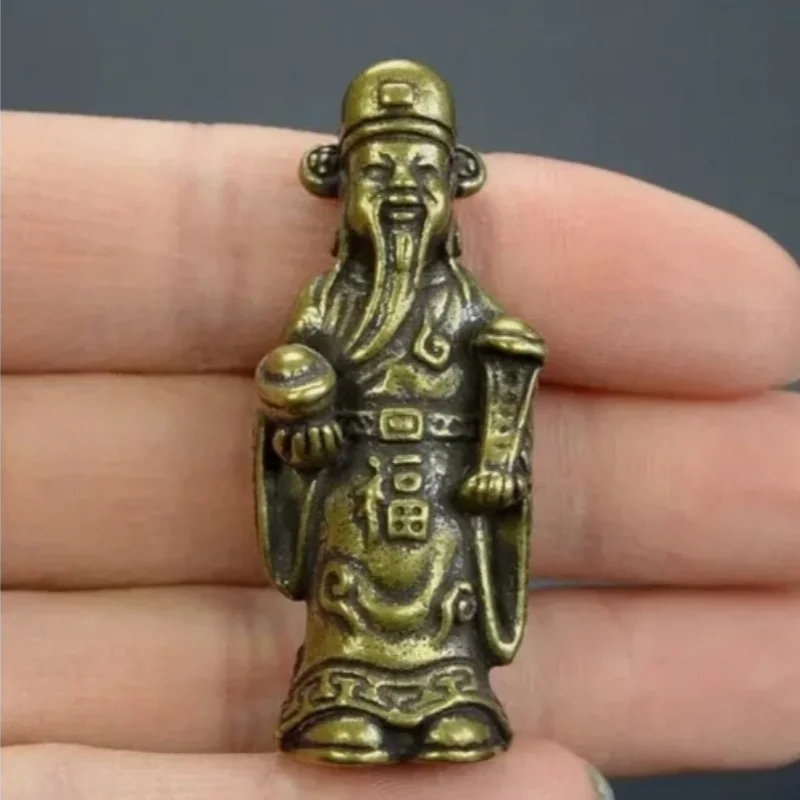 Chinese Old Collection Handwork Bronze Mini God Wealth Statues Collection