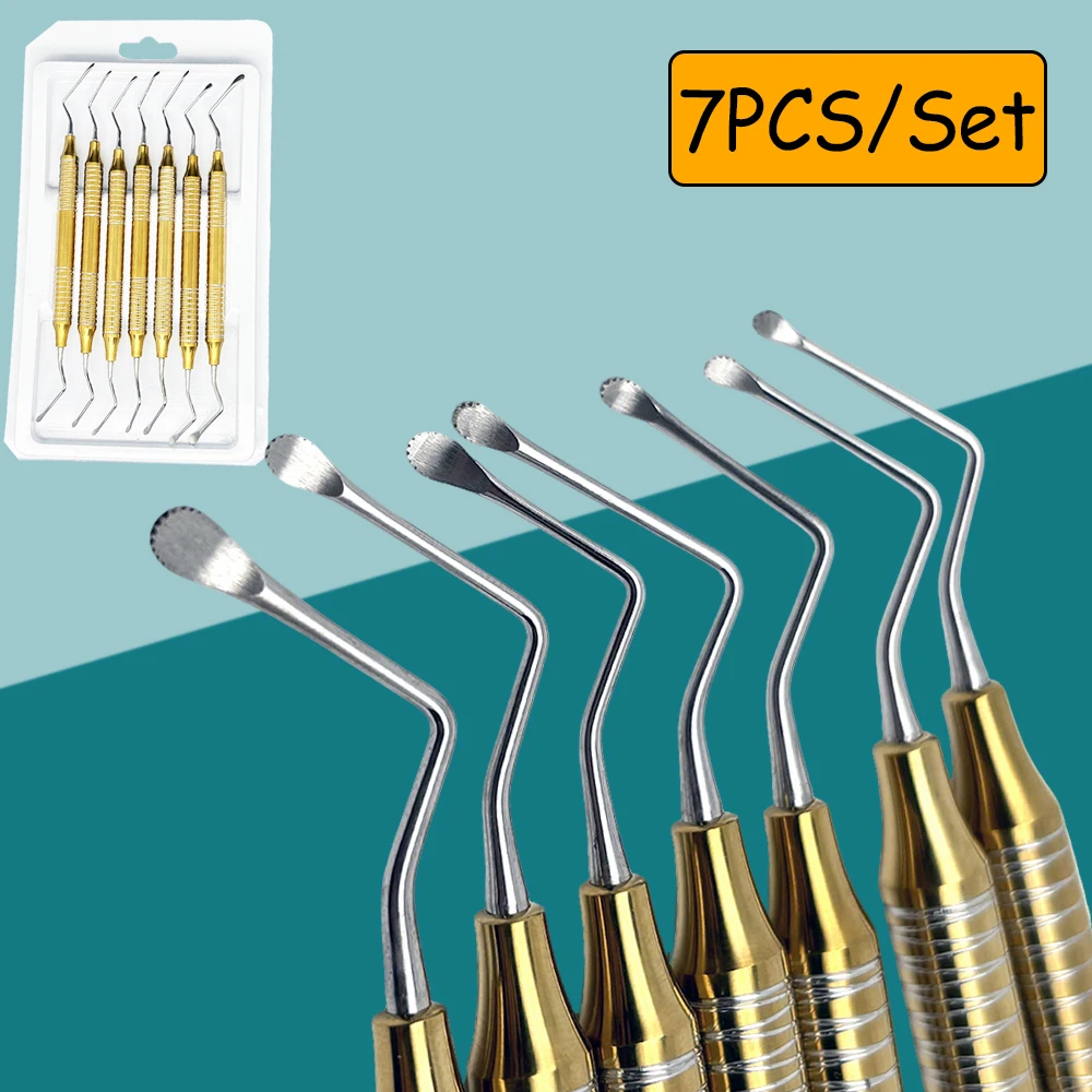 

7 шт., набор зубных кюреток, зубчатая кюретка Gracey Scaler, кюретка для чистки имплантатов, профессиональный набор инструментов для гигиены зубов