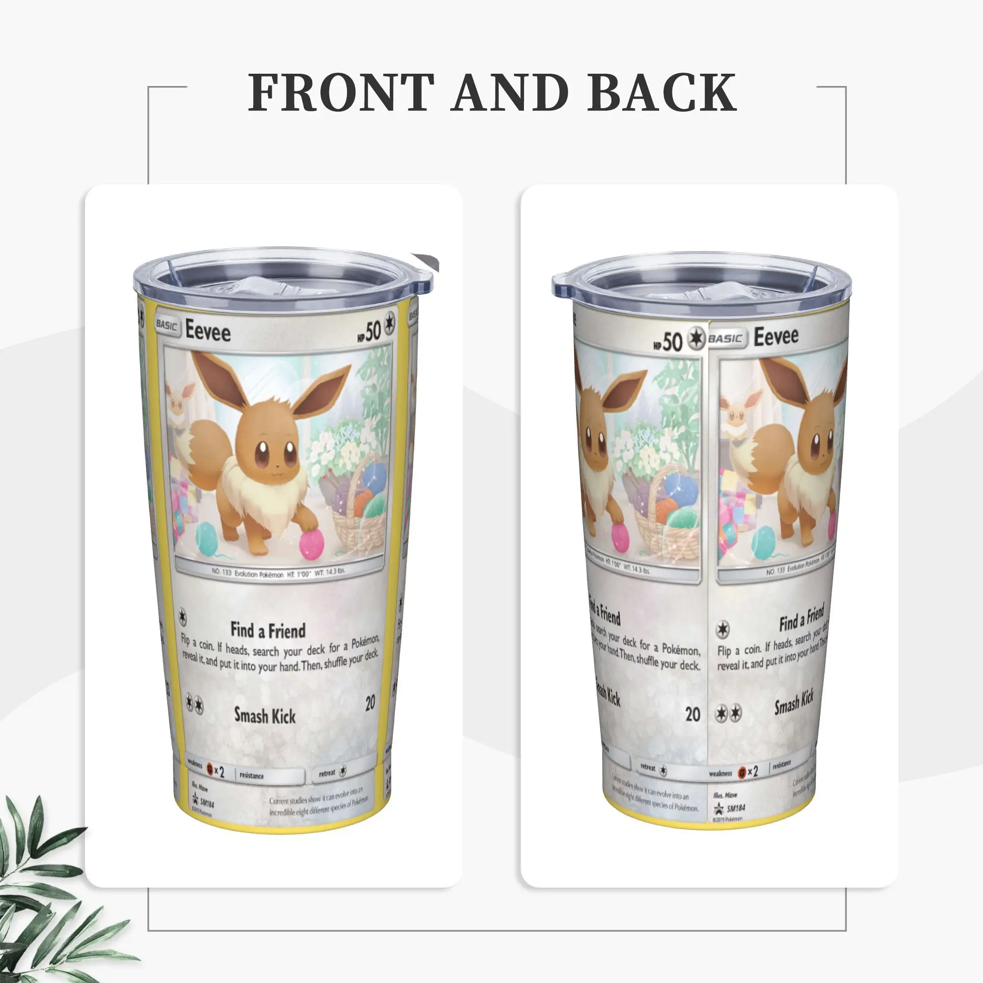 

Pokemon Eevee Find a Friend Стакан Бутылка для холодной и горячей воды Портативная кофейная кружка из нержавеющей стали Дизайн дорожных автомобильных кружек