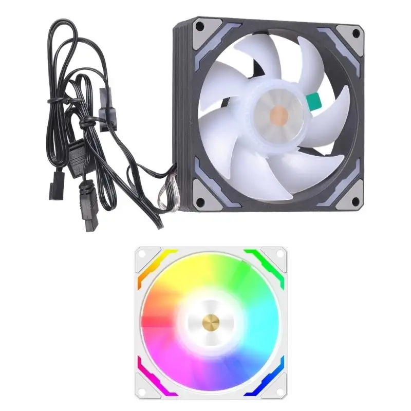 Y1UB 90mm ARGB LED Fan With PWM Control  ARGB LED Lights Optimal Airflows For Home Offices Desktop Case Fan