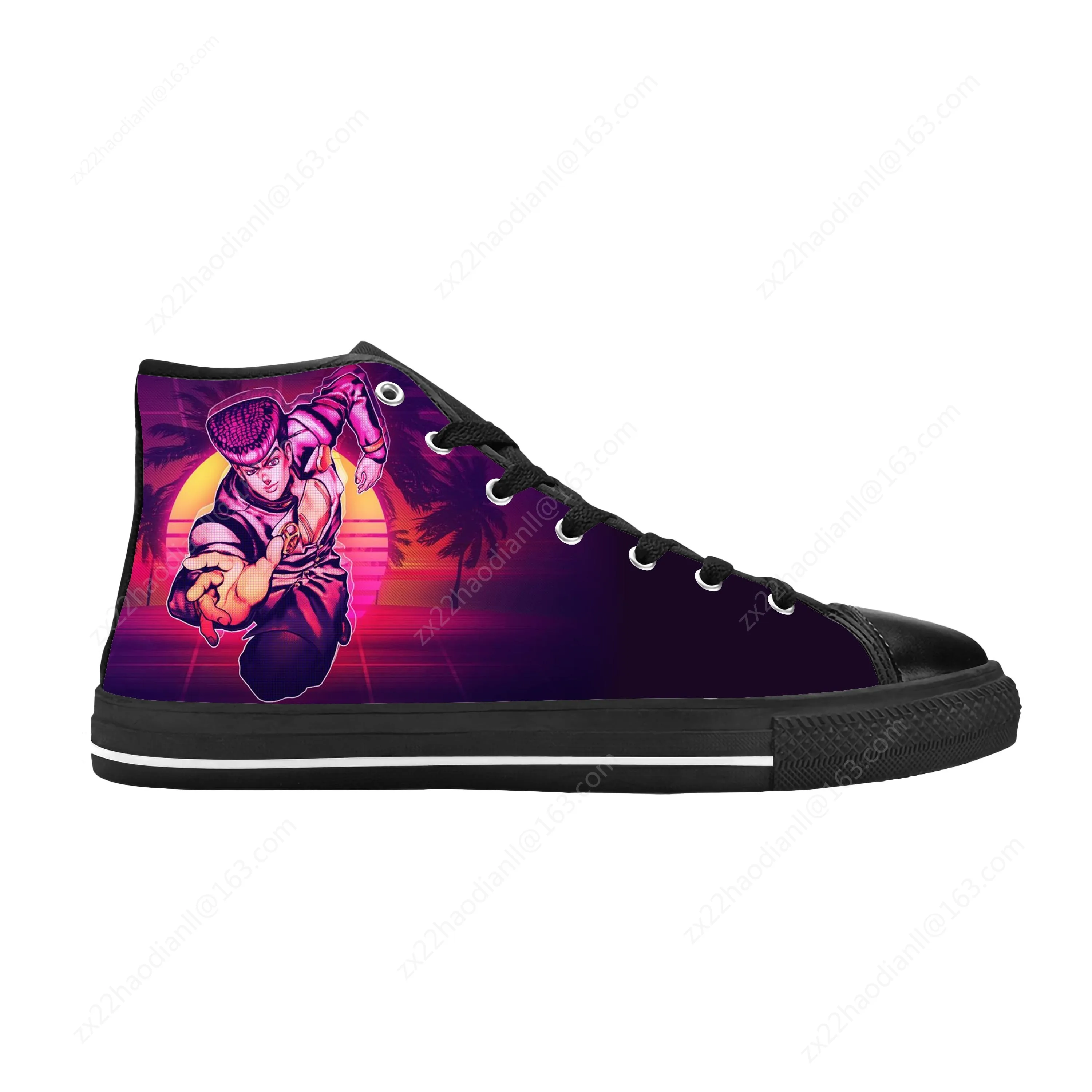 Anime Jojo Bizarre Adventure Higashikata Josuke Casual Cloth Shoes High Top Comfortable Breathable 3D Print Men Women Sneakers