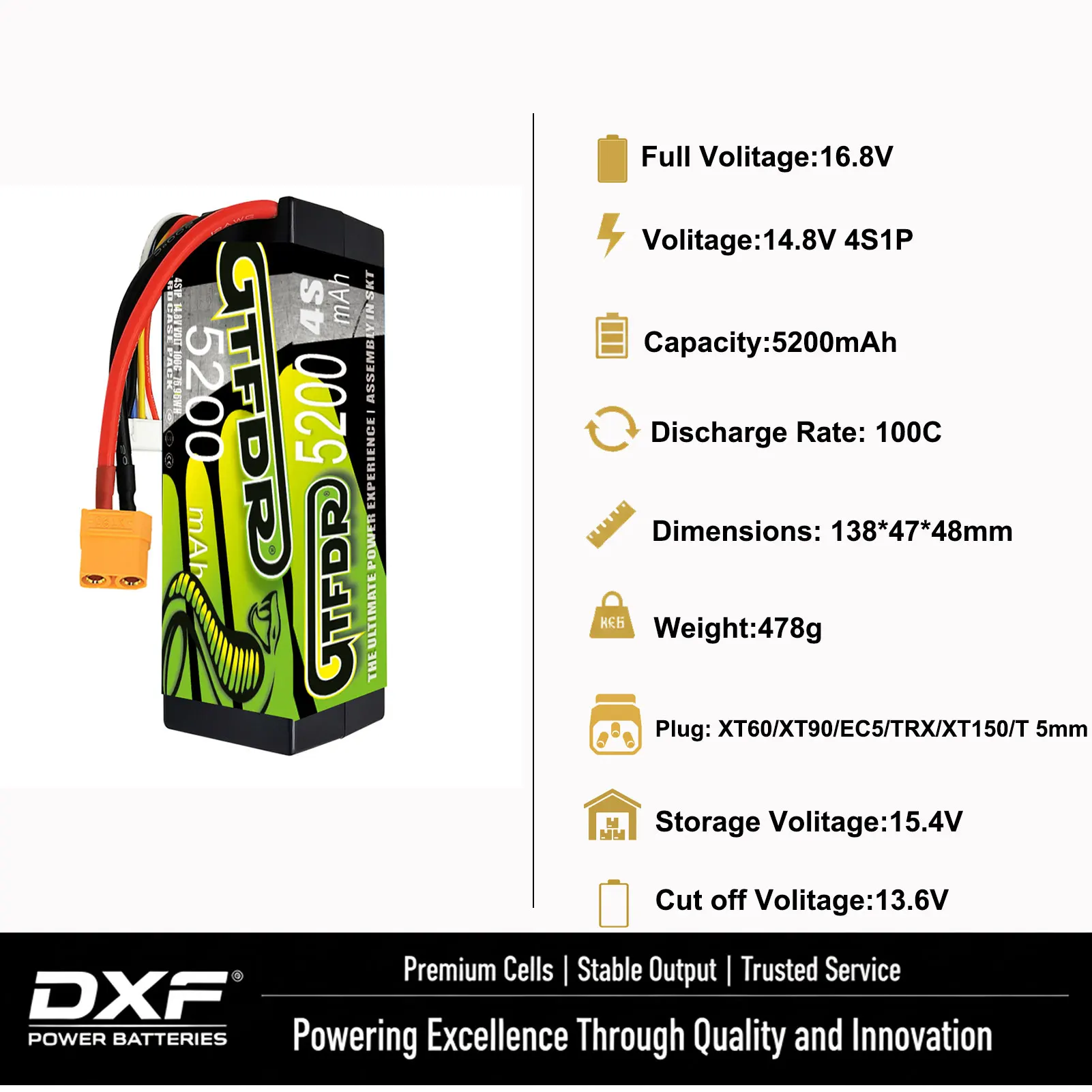 GTFDR 4S 3S HV 11.1V 14.8V 15.2V LIPO BATTERY 5200MAH 6200MAH 7200MAH 8400MAH 9400MAH 100C 140C for RC Car 1/10 1/8 Buggy Truggy