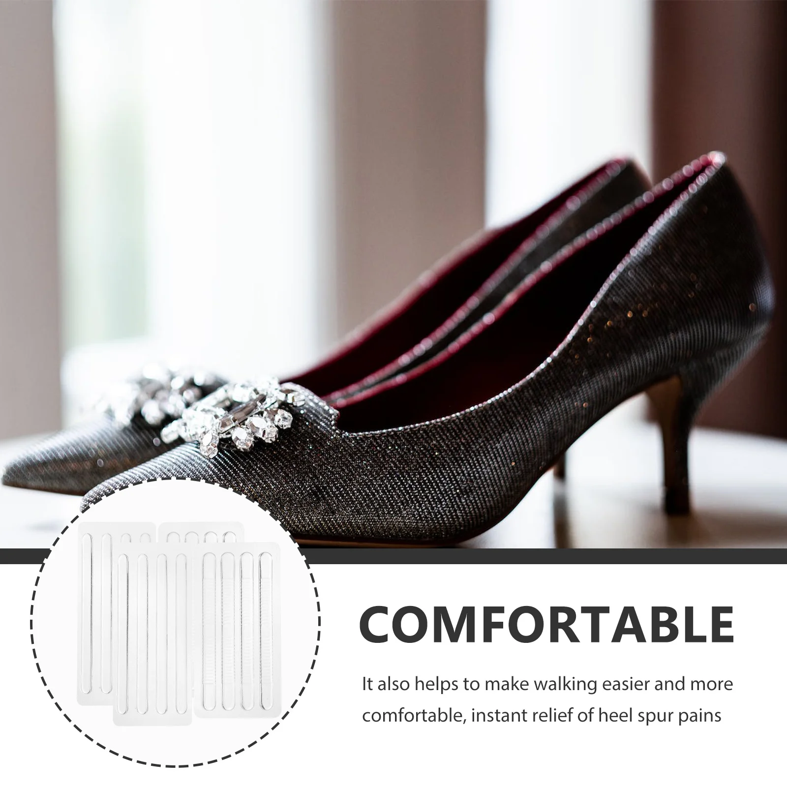 

6 Sheet Antislip Shoe Grips Heel Pads for High Heels Foot Cushions Transparent Anti-slip