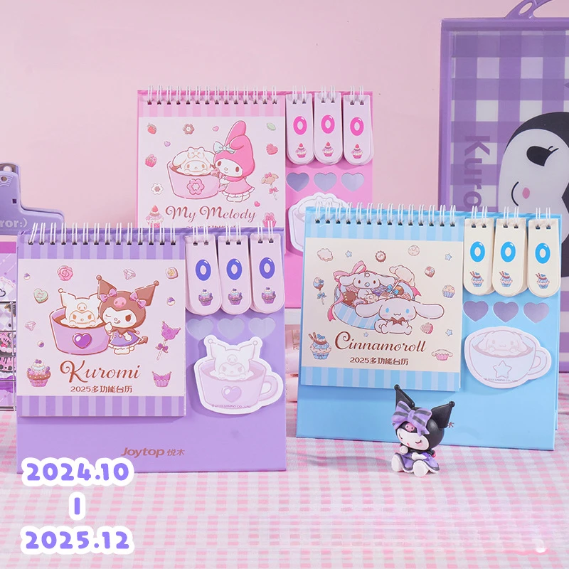 Desk Calendar 2025 Sanrio Kuromi My Melody Cinnamoroll Kawaii Standing School Office Monthly Table Calendars Planner Home Decor