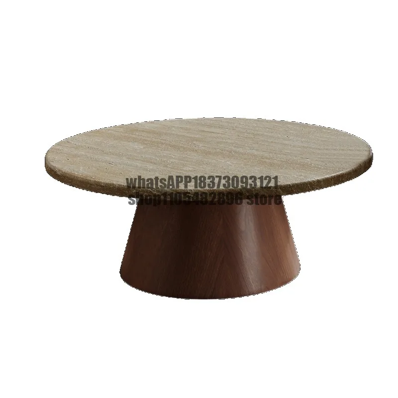 

Wabi Sand wind natural travertine combination coffee table retro simple coffee living room home round sofa side table