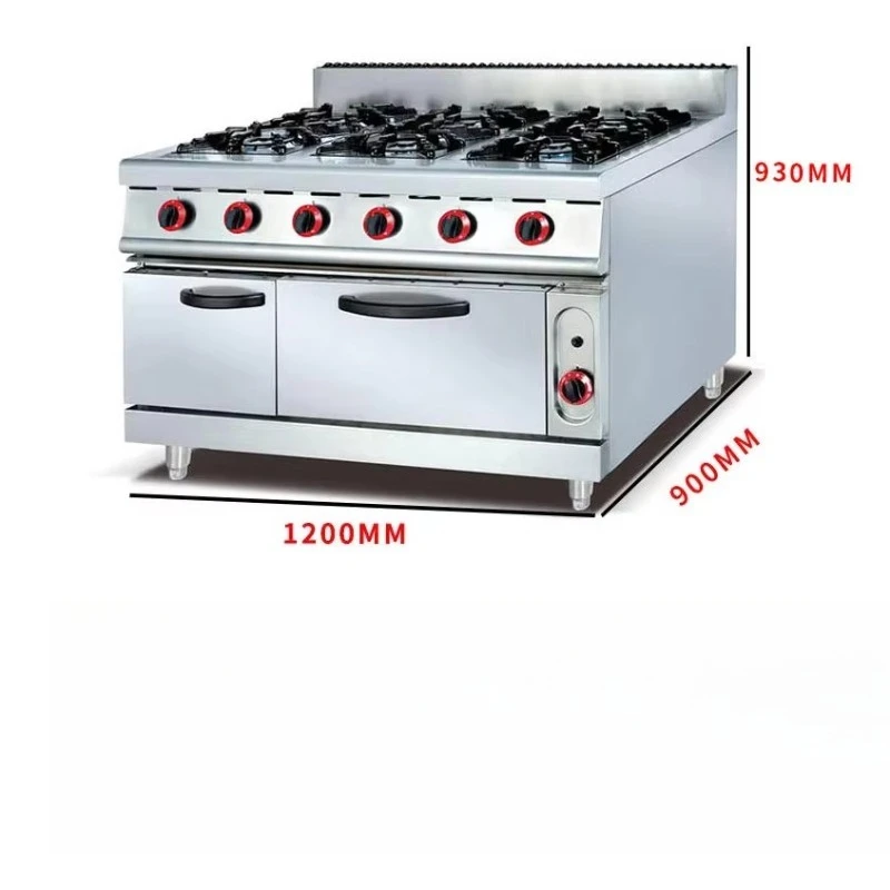 6 Burner Stainless Steel Gas Range With Oven Modern Energy Saving Kitchen Cooking Tool