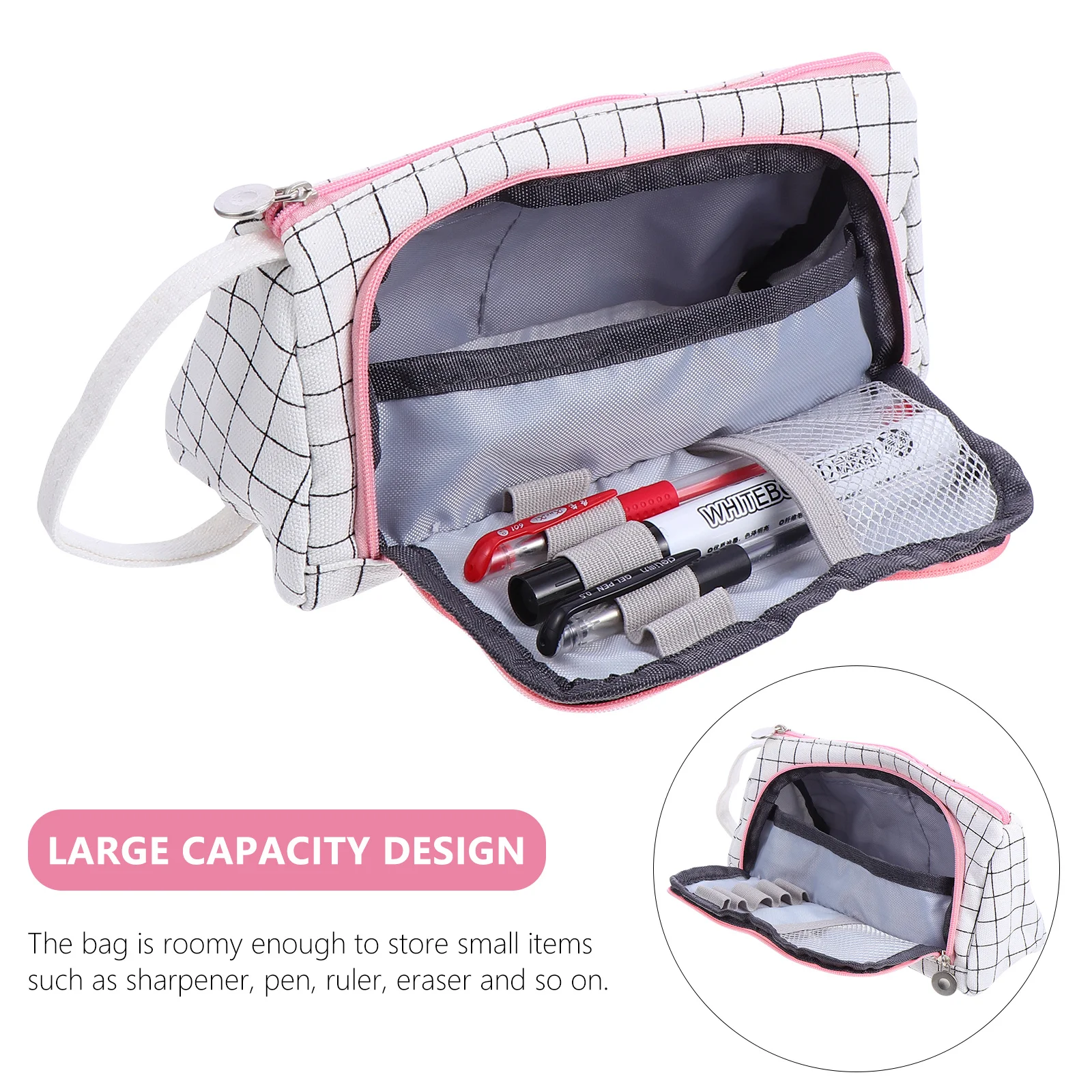 

Large Capacity Canvas Pen Bag Zipper Pencil Pouch Student Stationery Bag Portable Pen Storage Holder Organizer