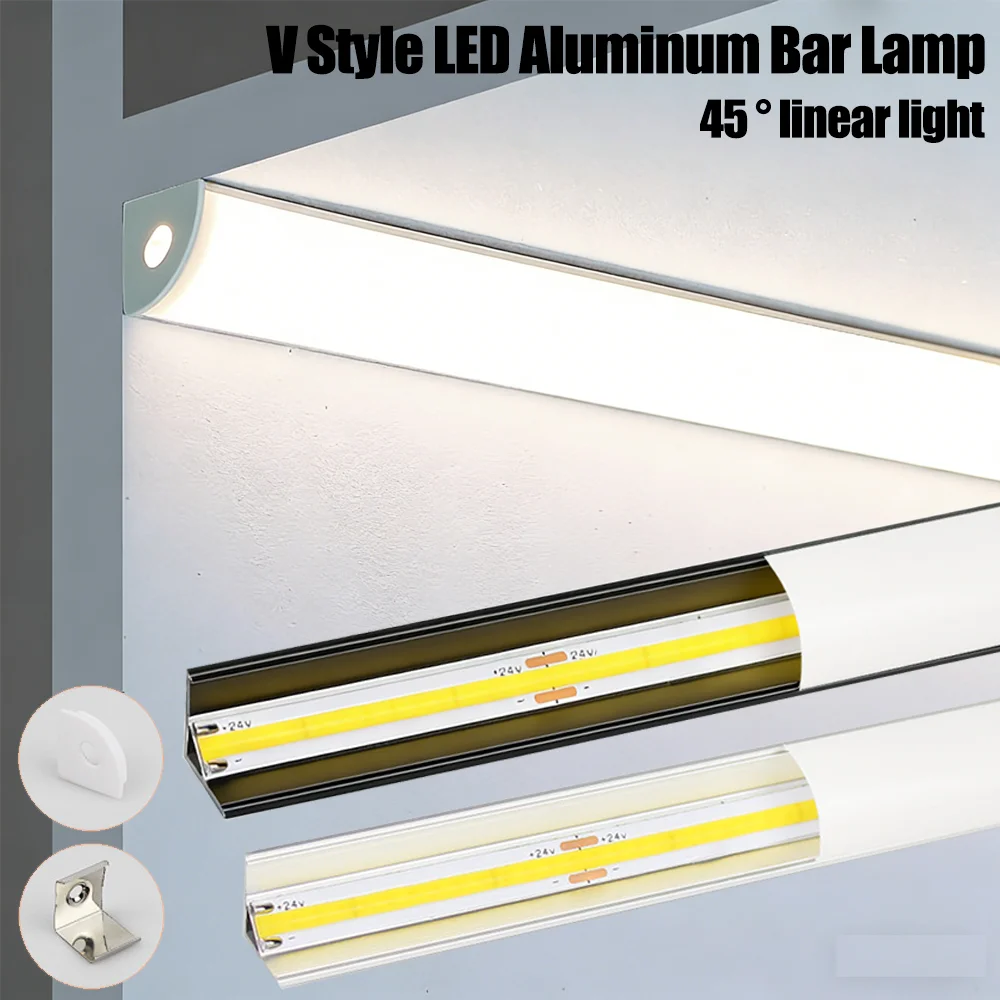 LED Aluminum Rigid Light Bar DC12V 50CM V-shape COB LED Strip Light 320LEDs LED Aluminum Channel Rigid Strip Home Decor Lighting
