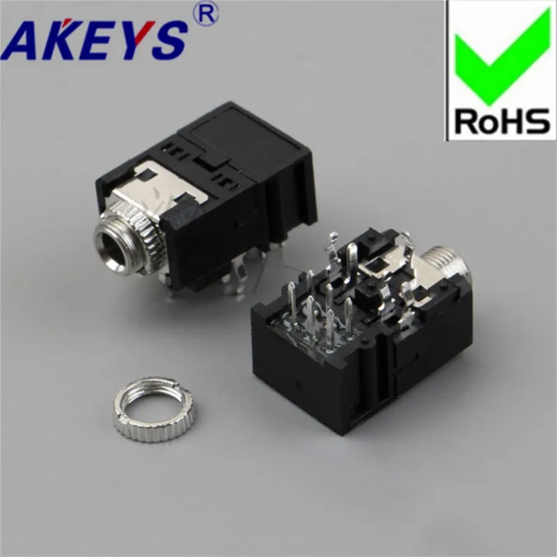 10 pcs PJ-306BM headset interface 3.5 headphone socket 6 pins / 3.5MM audio socket master seat