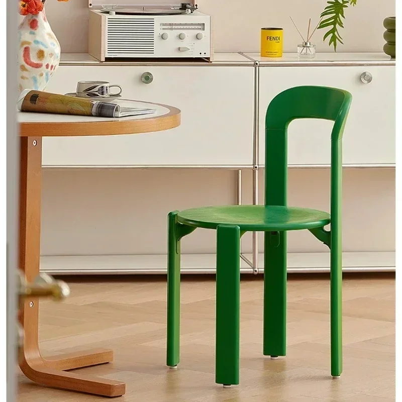 Nordic Rey Beech Solid Wood Plywood Dining Stackable Vintage Curved Backrest Swiss Chair  Restaurant Chair image 4
