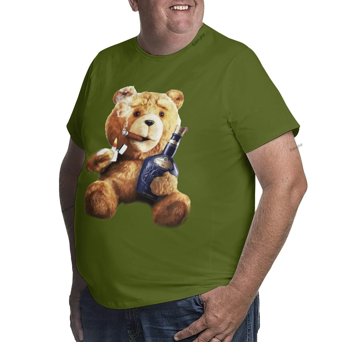 Tee shirt Beer Men's Bear Pattern T-shirt big size 6XL  Active Slightly Stretch Breathable Tee, Men's Clothing For Outdoor 5XL