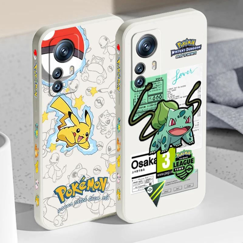 Pokemon Mewtwo Ditto Pikachu Liquid Left Rope For Xiaomi Mi 13 12T 12 11T 11i 11 A3 10T 10 CC9E 9 Pro Lite Ultra 5G TPU