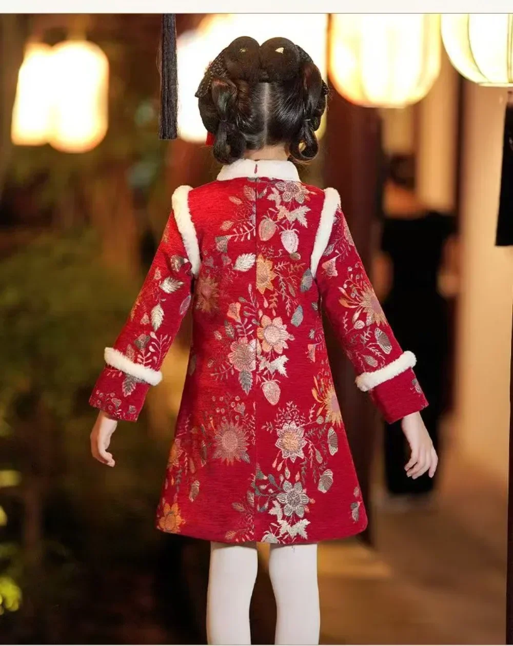 Capodanno Qipao Bambini Ragazza Cinese Tradizionale Tang-Suit Bambini Capodanno Vestiti di Spessore Hanfu Cheongsam Abito a Maniche Lunghe