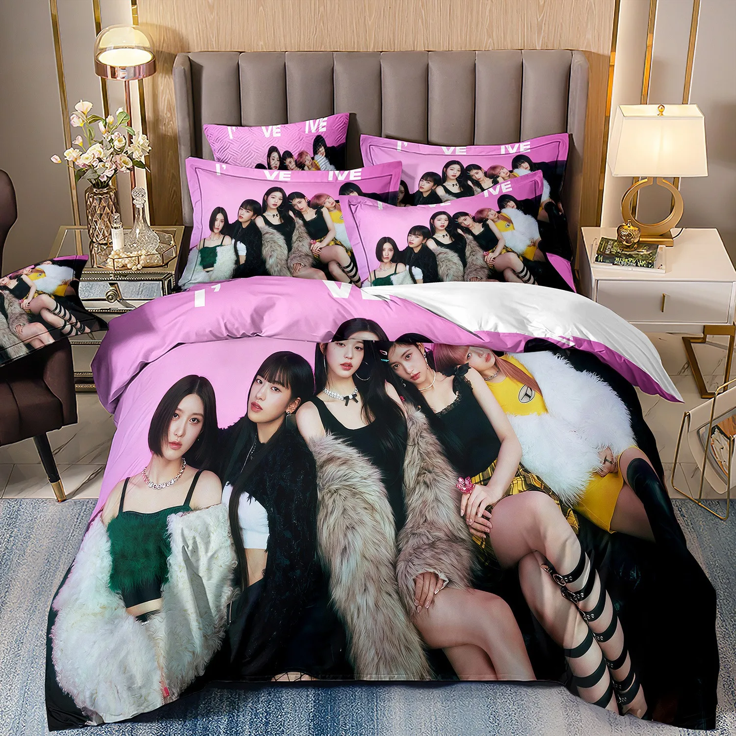Korean Girl Group Duvet Cover Pillowcase I-IVE Bedding Set Adult Boy Girl Bedroom Decoration Children Single Double Large Size