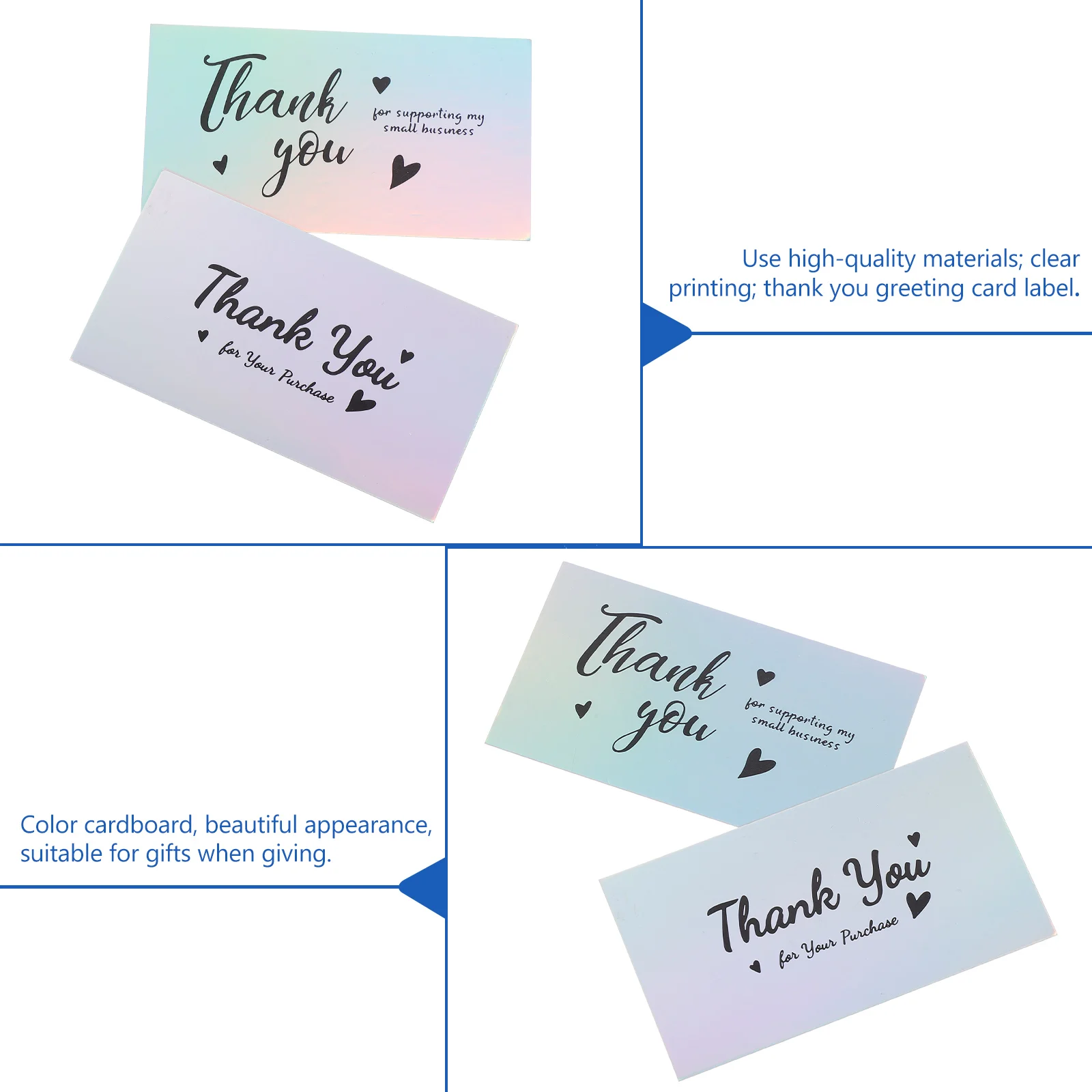 

50pcs Premium Business Greeting Cards Thank You Tags for Small Business Opening Gift Customer Appreciation Lightweight