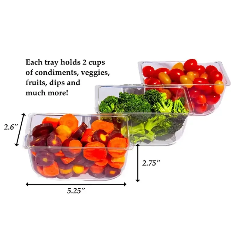Chilled 5 Grid Condiment Tray Container with 5 Removable Plates and Hinged Lid for Kitchen Storage Serving Dish