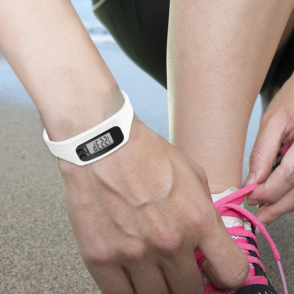 2-10Pcs LED Outdoor Sports Pedometer Bracelet Silicone Step Tracker 12/24H Time Display Step Counter Watch Wrist Calorie Counter