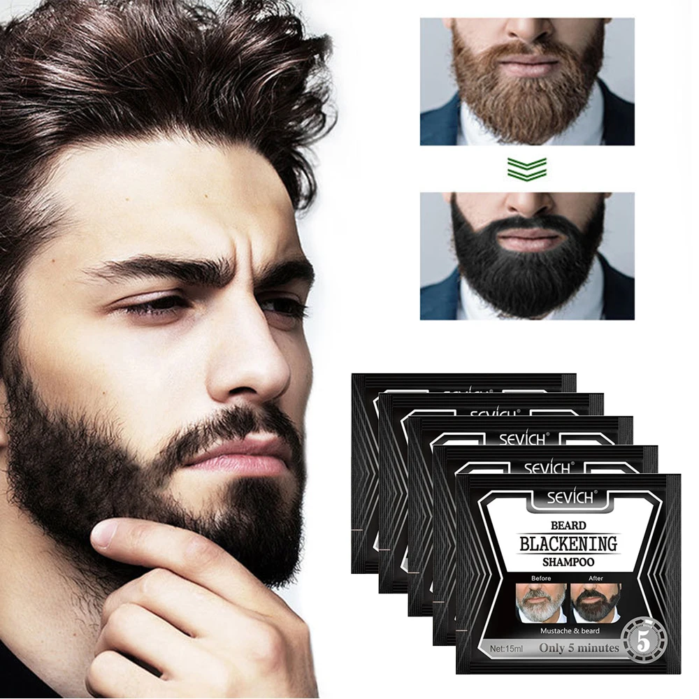 5/10/20PCS 15ml Hair Color 5 Minutes Dye Black Beard Natural Long Lasting Faster Blacken Beard Shampoo Hair Color Products