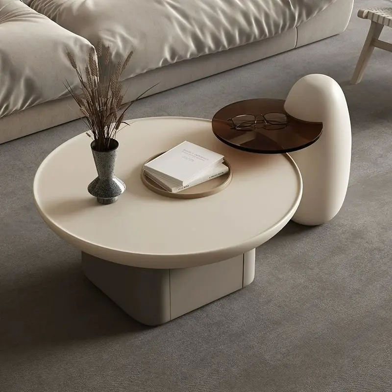 

wind coffee table TV cabinet telescopic combination living room size Internet celebrity French simple round coffee table