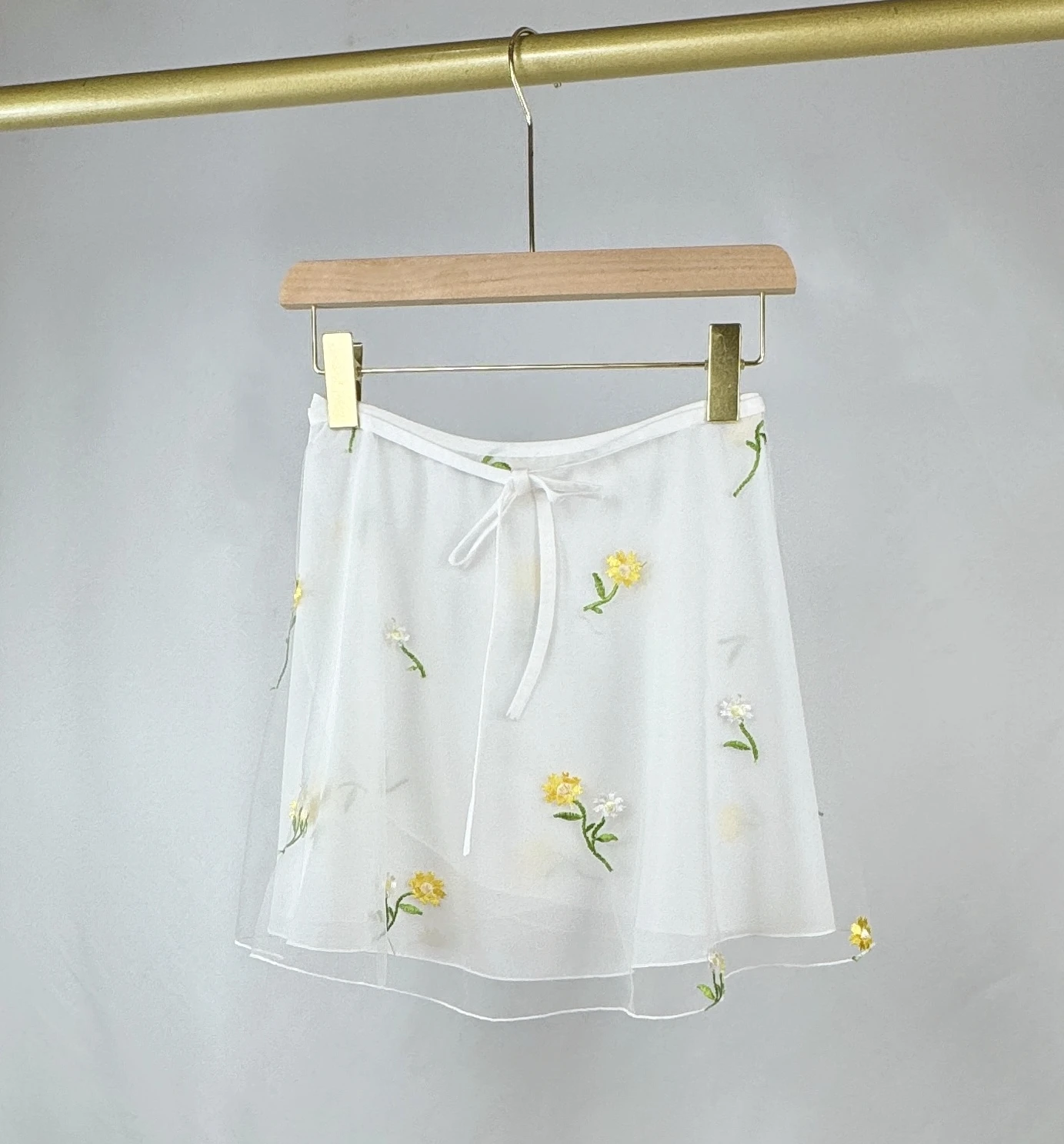 

customized women's adult ballet dance costume white double-layer one-piece flower embroidery performance skirt ballet tutu dress